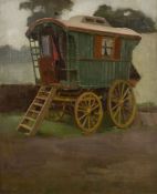 Attributed to Arthur Ralph Middleton Todd [1891-1966]- Gypsy caravan:- oil on canvas 61 x 51cm *