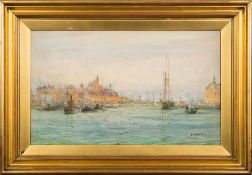 William Lionel Wyllie [1851-1931]- A busy harbour scene:- signed W L Wyllie bottom right