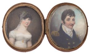 English School Circa 1800- Miniature portraits of a Naval Officer, Admiral Sir ? Eakin,