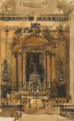 * Ken Howard [b.1932]- Chiesa St Barnabas:- signed bottom right watercolour 26 x 16cm.