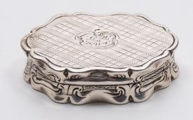 A Victorian silver vinaigrette, maker George Unite, Birmingham, 1857: initialled,