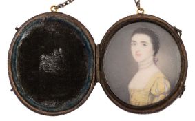 Ozias Humphrey [1742-1810]- A miniature portrait of a lady:, bust-length,