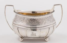 A George III silver sugar basin, maker Thomas Wallis II & Jonathan Hayne, London, 1810: crested,