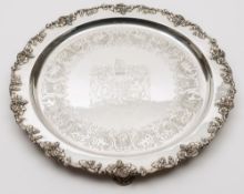 An Elizabeth II silver salver, maker Garrard & Co Ltd, London,1972: crested,
