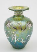 A Continental silver overlay glass vase,