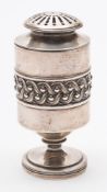 A George III silver pedestal pounce pot, maker Rebecca Emes & Edward Barnard I, London,