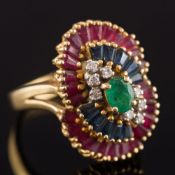 An 18ct gold emerald, sapphire,