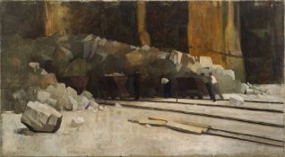 * John Edgar Platt [1886-1967]- The Quarry:- signed PLATT and dated '54 bottom left oil on