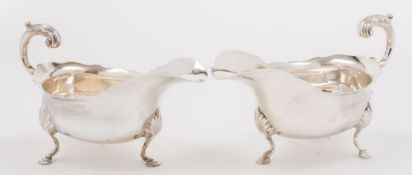 A pair of Victorian silver sauce boats, makers mark worn possibly C.