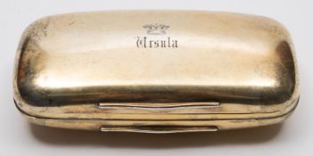 A Victorian silver gilt box, maker Thomas Johnson I, London, 1856: crested 'Ursula',
