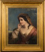 Attributed to Carl Wilhelm F Bauerle [1831-1912]- Portrait of a Mediterranean lady,