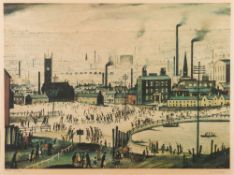 * Laurence Stephen Lowry [1887-1976]- An Industrial Town:- coloured print,