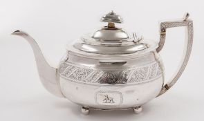 A George III silver teapot, maker Duncan Urquhart & Naphtali Hart, London,