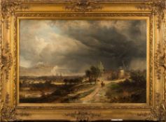 Alfred Gomersal Vickers [1810-1837]- A squall and rainbow off the coast at Dover,