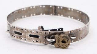 A William IV silver dog's collar, maker's mark pierced, London, 1830: inscribed,