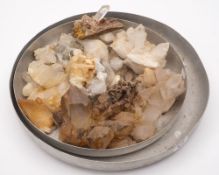 A collection of various examples of quartz crystal from Oman:. assorted samples and sizes.