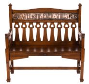By Shapland and Petter, Barnstaple - An Arts and Crafts oak settle:,