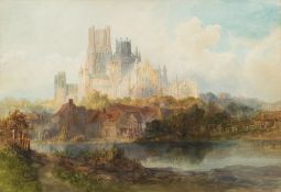 Richard Henry Wright [1857-1930]- Ely Cathedral:- signed R H Wright bottom right watercolour,