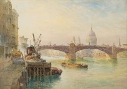 Richard Henry Wright [1857-1930]- St Paul's from The River:- signed R H Wright bottom