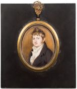 Thomas Hargreaves [1775-1846]- A miniature portrait of a young man:- head and shoulders with fair