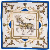 Hermes, Paris, a printed silk scarf 'Harnais Francais' pattern: 85 x 85cm.