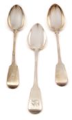 A Victorian provincial silver Fiddle pattern serving spoon, maker Josiah & James Williams, Exeter,