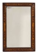 A 19th century Dutch walnut and floral marquetry rectangular wall mirror: bordered with sycamore