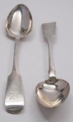 A pair of George IV Irish silver Fiddle pattern gravy spoons, maker Charles Marsh, Dublin,