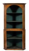 A 19th Century oak standing corner open display cabinet:,