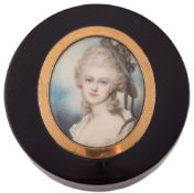 An 18th/19th Century circular tortoiseshell and gilt metal box,