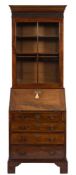 A George III mahogany bureau bookcase:, of small size,