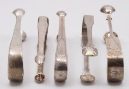 A pair of Victorian provincial silver sugar tongs, maker John Pope Genge, Exeter, 1878: initialled,