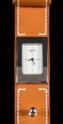 A lady's 'Hermes' Cherche midi stainless steel quartz wristwatch: the polished stainless steel