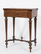 A 19th Century French harewood parquetry and gilt metal mounted poudreuse:,