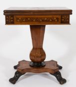 A Victorian yew-wood and marquetry 'Killarney' games table:,