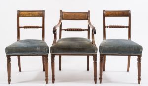 A set of six Regency mahogany dining chairs:,
