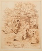Randolph Caldecott [1846-1886]- In the Park; figures in parkland,
