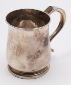 A George II silver mug, maker RB probably Richard Bayley, London, 1736: initialled,