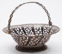 A George III silver swing handled sweetmeat basket, maker William Plummer, London,