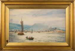 William Lionel Wyllie [1851-1931]- A harbour scene,