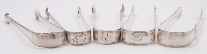 A pair of George III silver sugar tongs, maker William Bateman I, London, 1815: initialled,