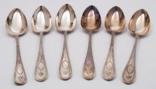 A set of five George IV Scottish bright cut tablespoons, maker William & Patrick Cunningham,