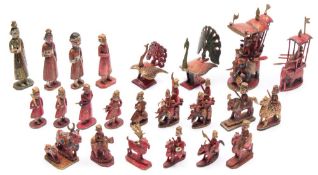 A collection of Indian Rajhastan ivory chess pieces: of various sizes,
