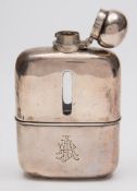 An Edward VII silver hip flask, maker G & J W Hawksley, Sheffield, 1904: monogrammed,