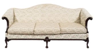 A 1920's carved and ebonised frame settee in the Georgian taste:,