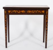 An early 19th century Dutch mahogany and floral marquetry rectangular tea table:,