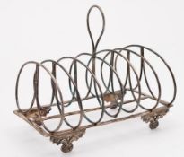 A George III silver six division wirework toast rack, maker William Bennett,