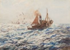* Arthur James Wetherill Burgess [1875-1957]- The trawler fleet signed bottom right watercolour 27.