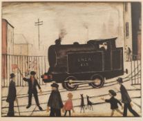 * Laurence Stephen Lowry [1887-1976]- The Level Crossing:- coloured print,