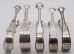 A pair of George IV silver sugar tongs, maker William Eley, William Fearn & William Chawner,